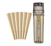 Free Boy Transparent Herb & Spice Grinder,Grinder Roll Pack with Cone Loader - Grinding Filling Sifting and Storage All in One System Including 6 Pre Rolled Cones