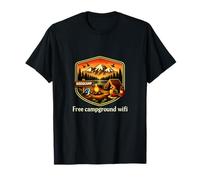Free Campground WiFi Camping Mountain Badge Graphic T-Shirt