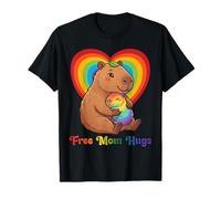 Free Capybara Mom Hugs Pride Heart LGBTQ Inclusion Support T-Shirt
