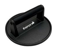 Free Cleaning Brush Enjoyy 16cm (6.3") Black Cast Iron Smash Burger Press, 900g Heavy-Duty Pre-Seasoned Meat Smasher with Heat-Resistant Handle for Griddle, Bacon, Steak & BBQ Grill