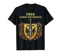 Free Constantinople - Bold Historical Statement Design Value Graphic T-Shirt, Men, Black, M