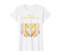 Free Constantinople - Bold Historical Statement Design Value Graphic T-Shirt, Women, White, XS