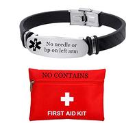 Free Custom Engraved Silicone Medical Alert ID NO Needle Bracelet for Emergency Medic Disease Alarm Wristband for Women Men Customized Identification Jewelry for Adults Seniors