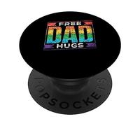 Free Dad Hugs Gay Rainbow Pride Lgbtq Proud Father Daddy PopSockets Adhesive PopGrip