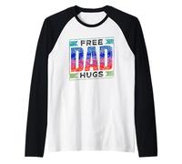 Free Dad Hugs Gay Rainbow Pride LGBTQ Proud Father Daddy Raglan Baseball Tee