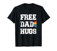 Free Dad Hugs Rainbow Lgbtq Proud Gay Pride Daddy Father T-Shirt