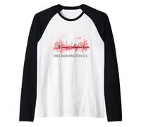 Free DC Washington D.C. Capitol Hill Cherry Blossom Skyline Raglan Baseball Tee