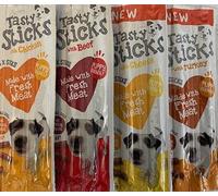 ***FREE DOG TOY WITH THIS ORDER FROM SURREY FEED*** Dog Tasty Sticks Variety Pack - Chicken/Beef/Turkey/Cheese 12 x 30g Packets (72 STICK TREATS TOTAL)