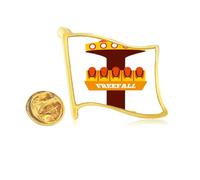 Free Fall Amusement Park Colorful Illustration Golden Metal Flag Lapel Pin Badge