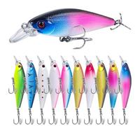 FREE FISHER 10Pcs Minnow Fishing Lures Crankbaits for Bass Fishing Swimbaits Floating Hard Baits for Bass Trout Perch Salmon 3.5in/0.37oz