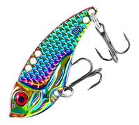 FREE FISHER 5 Pack Metal Blade Baits Fishing Lures VIB Spoons Swimbaits for Bass Trout Walleye Crappie with Box