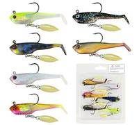 FREE FISHER 6Pcs Pre-Rigged Soft Lures Jig Head Paddle Tail Swimbaits with Spinner Blades for Bass Trout Walleye Crappie Fishing 2.6in/0.4oz