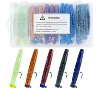 FREE FISHER 76Pcs Ned Rig Jig Heads Finesse Worms Kit, Finesse Ned Worms Mushroom Jig Hooks Soft Lures for Bass Freshwater Saltwater Fishing