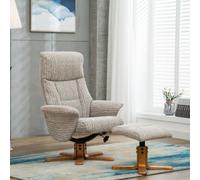 Free Footstool with GFA Marseille Recliner Chair in Wheat Beige Fabric Swivel