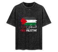 Free Gaza Free Palestine Flag Arabic Human Rights Unisex T-Shirt Printed Tee Graphic Top Men Black Shirt M