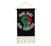 Free Gaza Free Palestine Hanging Wall Art Poster Cotton Linen Picture for Home Decor with Tassel