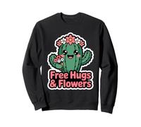 Free Hugs & Flowers Cute Cactus Kawaii Succulent Sweatshirt