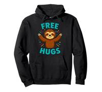 Free Hugs Funny Sloth Graphic Design Pullover Hoodie