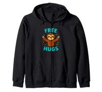 Free Hugs Funny Sloth Graphic Design Zip Hoodie