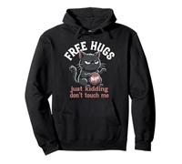 Free Hugs Joke Cat Don’t Touch Me Antisocial Sarcastic Humor Pullover Hoodie