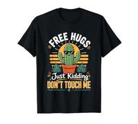 Free Hugs Just Kidding Dont Touch Me Cactus Value Graphic T-Shirt, Men, Black, S