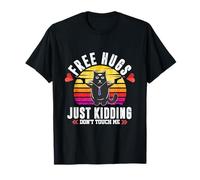 Free Hugs Just Kidding Dont Touch Me Sarcastic Funny Cat T-Shirt