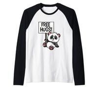Free Hugs Panda Bear Raglan Baseball Tee