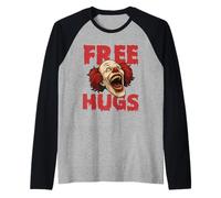 Free Hugs - Spooky Evil Scary Horror Clown Halloween Raglan Baseball Tee
