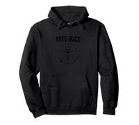Free Hugs Terms & Conditions Apply Funny Stick Figure Pullover Hoodie, Adult Unisex, Black, XXL