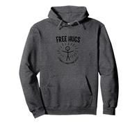 Free Hugs Terms & Conditions Apply Funny Stick Figure Pullover Hoodie, Adult Unisex, Dark Heather Grey, XXL