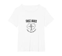 Free Hugs Terms & Conditions Apply Funny Stick Figure T-Shirt, Women's Plus, White, 1X