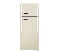 [Free Installation] Amica FDR2213C Retro Style Top Mount Fridge Freezer - Cream | 55cm Wide | 144cm High | E Energy Rated | Chrome Handles