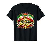 Free Iran Flag Iranian Lion Sun Political Protest Graphic T-Shirt