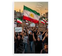 Free Iran Protest Iranian Lion Flag Crowd 12x18 US Made Poster