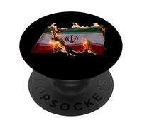 Free Iran Solidarity Protest Fiery Iranian Flag PopSockets Adhesive PopGrip