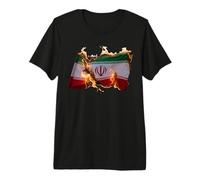 Free Iran Solidarity Protest Fiery Iranian Flag Premium T-Shirt