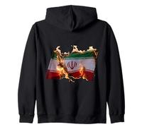 Free Iran Solidarity Protest Fiery Iranian Flag Zip Hoodie