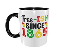 Free Ish Since 1865 Juneteenth Mug with Handle Ceramic Drinkware Novelty Coffee Mug for Beverages Latte Milk 330Ml