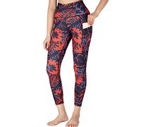Free Leaper Comfortable Yoga Leggings with Side Pockets Soft Capri Gym Trousers for Work and Day Out (Red Maple Leaves,XS)