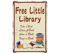 Free Little Library Retro Tin Sign,Take A Book Leave A Book Rustic Tin Signs Metal Plaque for Home Kitchen Bar Farmhouse Cafe Coffee Shop Wall Art Decorations 8x12 Inch