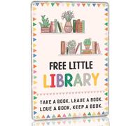 Free Little Library Take A Book Metal Tin Signs Reading Signs for Front Door Outside Book Lover Gift Vintage Home Art Wall Decor for Garage Women Cave Cafe Bar 8x12 Inch