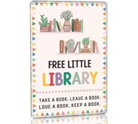Free Little Library Take A Book Metal Tin Signs Reading Signs for Front Door Outside Book Lover Gift Vintage Home Art Wall Decor for Garage Women Cave Cafe Bar 12"×8"