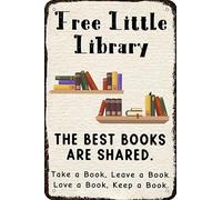 Free Little Library Vintage Metal tin Sign Funny Art Wall Decorations for Home Man Cave Bedroom Bar Bathroom 8x12 Inch
