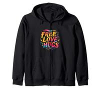 FREE LOVE HUGS Vintage Style Zip Hoodie