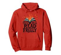 Free Minds Read Freely: Intellectual Freedom Flame Pullover Hoodie, Adult Unisex, Red, XXL