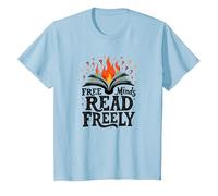 Free Minds Read Freely: Intellectual Freedom Flame T-Shirt, Kids, Baby Blue, 8 Years