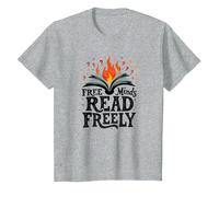 Free Minds Read Freely: Intellectual Freedom Flame T-Shirt, Kids, Heather Grey, 12 Years