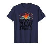 Free Minds Read Freely: Intellectual Freedom Flame T-Shirt, Men, Navy, XXL