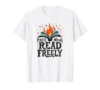 Free Minds Read Freely: Intellectual Freedom Flame T-Shirt, Men, White, S