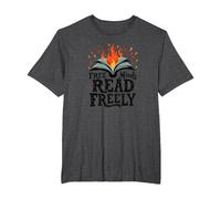 Free Minds Read Freely: Intellectual Freedom Flame T-Shirt, Men's Big and Tall, Dark Heather Grey, 3X Tall